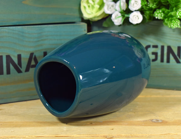 Ceramic Cylinder Decorative Vase - Teal