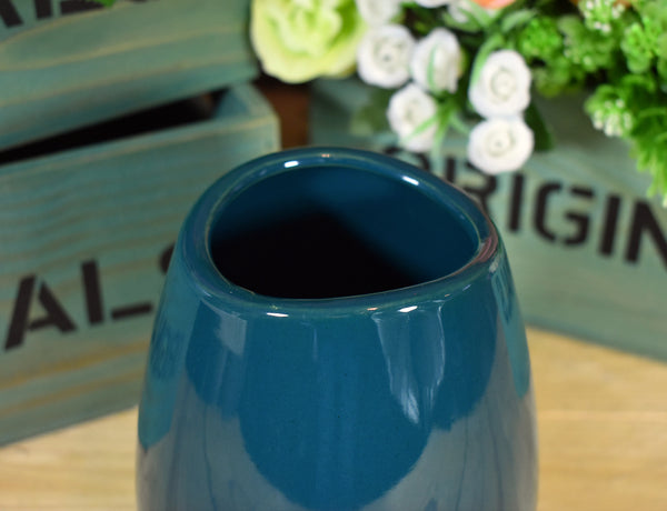 Ceramic Cylinder Decorative Vase - Teal