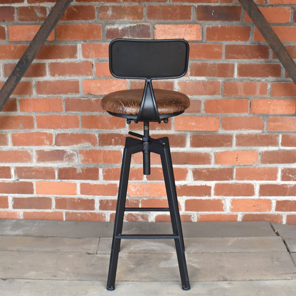 Industrial Bar Stool with Adjustable Height