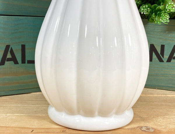 Large Trumpet Flare Top Ceramic Vase - White