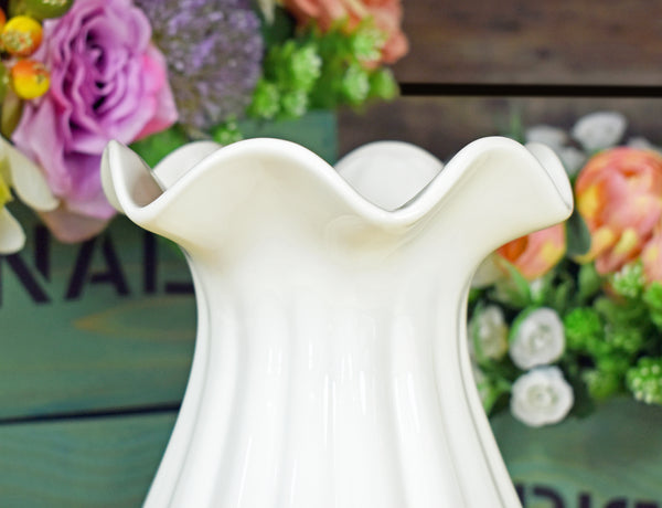 Large Trumpet Flare Top Ceramic Vase - White