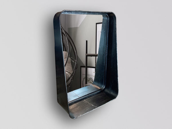 Industrial Mirror Wall Storage with Shelf - Black