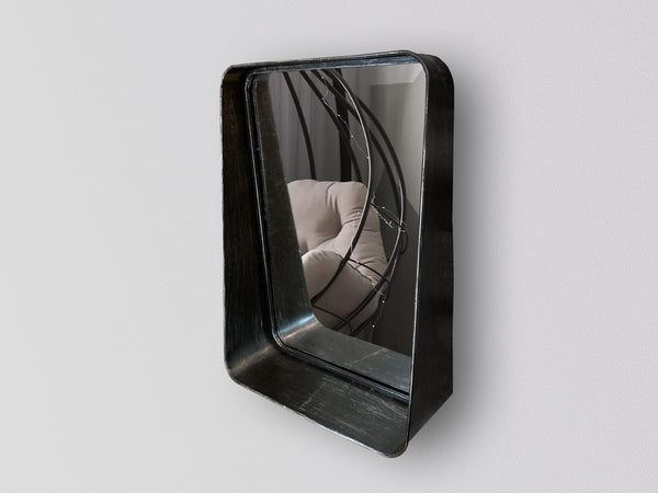 Industrial Mirror Wall Storage with Shelf - Black