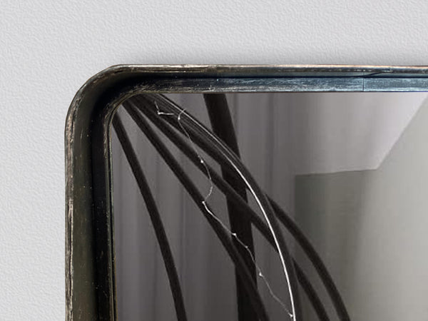 Industrial Mirror Wall Storage with Shelf - Black