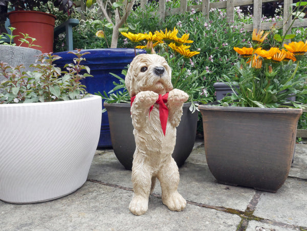 Peeping Puppy Standing Dog Sculpture - Terrier