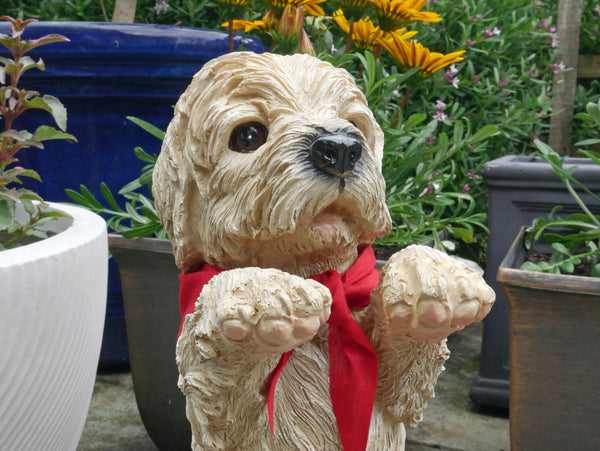 Peeping Puppy Standing Dog Sculpture - Terrier
