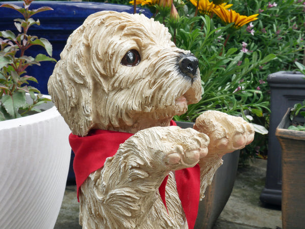 Peeping Puppy Standing Dog Sculpture - Terrier