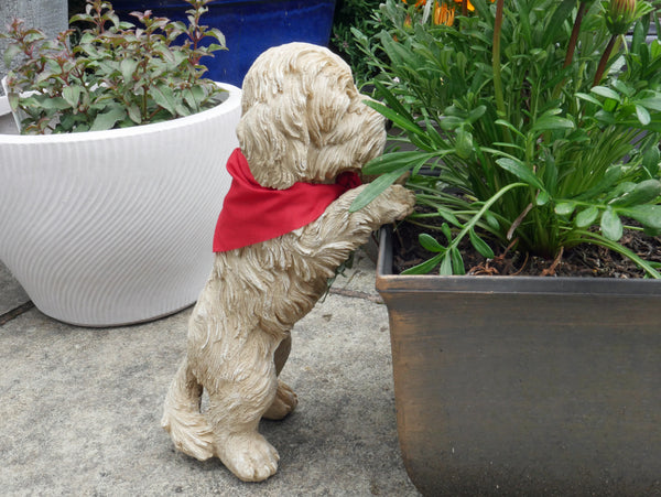 Peeping Puppy Standing Dog Sculpture - Terrier