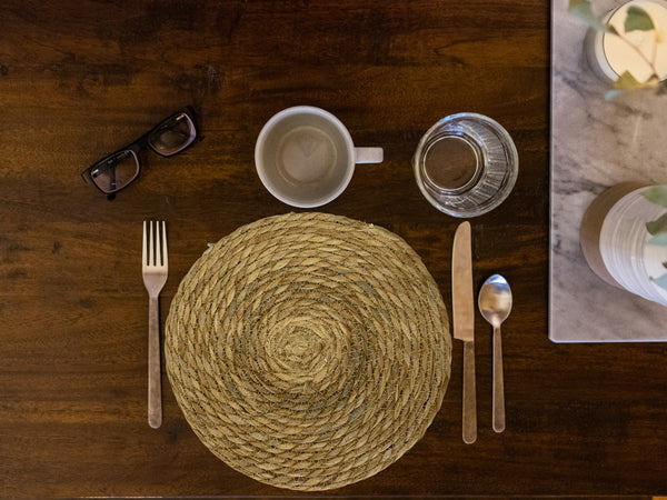 6 Natural Rattan Round Table Placemats - 30cm