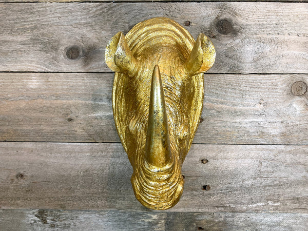 Rhino Head Wall Sculpture - Gold