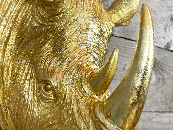 Rhino Head Wall Sculpture - Gold