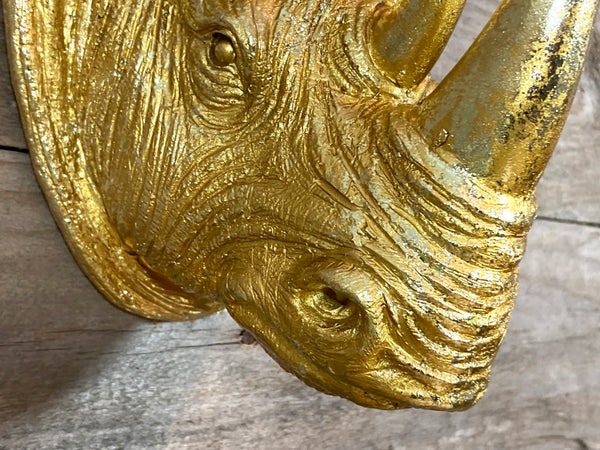 Rhino Head Wall Sculpture - Gold