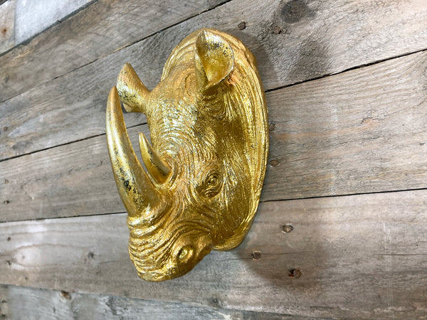 Rhino Head Wall Sculpture - Gold