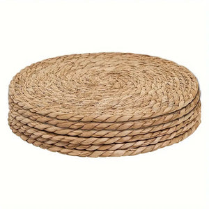 6 Natural Rattan Round Table Placemats - 30cm