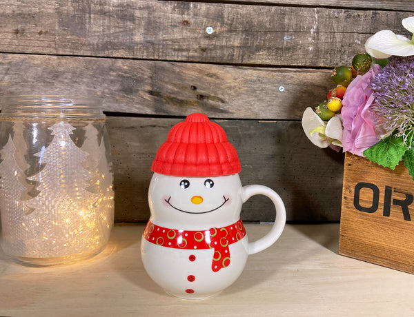 Ceramic Snowman Shape Mugs with Lid