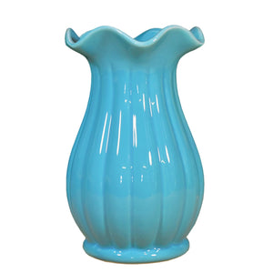 Trumpet Flare Top Ceramic Vase - Blue