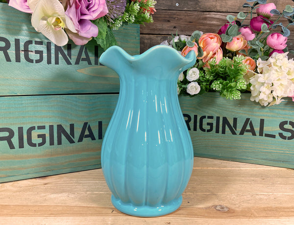 Trumpet Flare Top Ceramic Vase - Blue