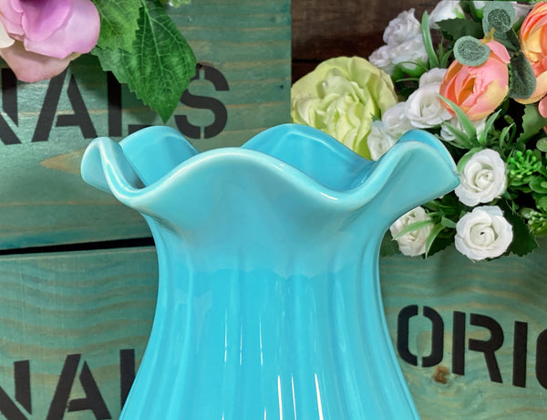 Trumpet Flare Top Ceramic Vase - Blue