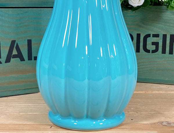 Trumpet Flare Top Ceramic Vase - Blue