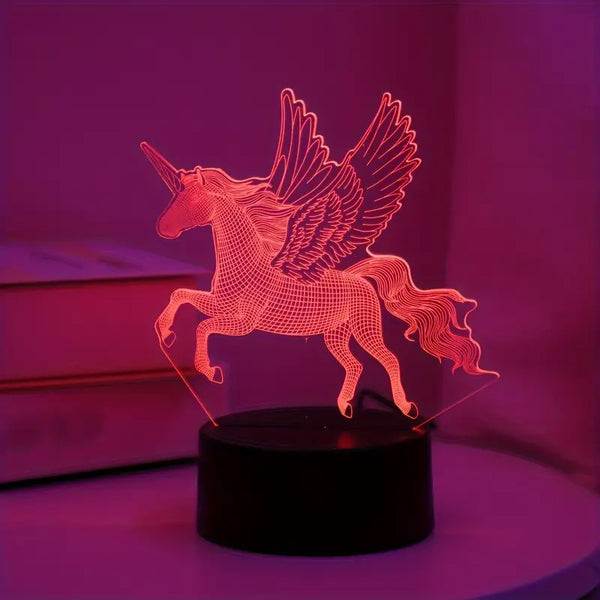 Flying Unicorn 3D LED Night Light - 7 Colour Changing