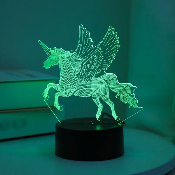 Flying Unicorn 3D LED Night Light - 7 Colour Changing