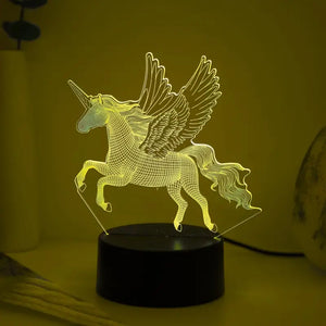 Flying Unicorn 3D LED Night Light - 7 Colour Changing