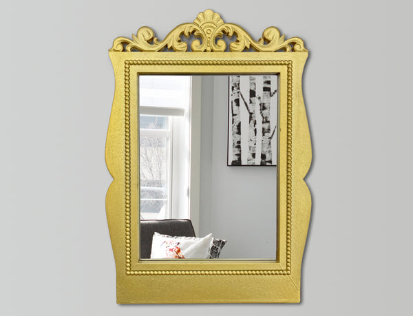 Antique Style Rectangular Wall Mirror - Gold