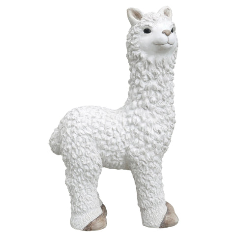 Standing Llama Garden Sculpture - White