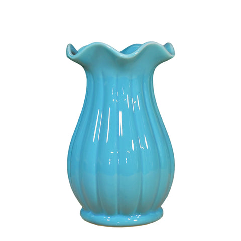 Trumpet Flare Top Ceramic Vase - Blue