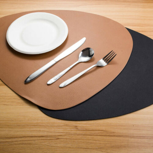 4pcs PVC Tan Leather Placemats Kitchen Placemat Dining Table Linen Washable Mats