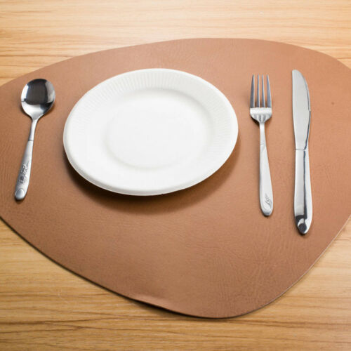 4pcs PVC Tan Leather Placemats Kitchen Placemat Dining Table Linen Washable Mats