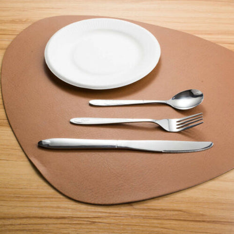 4pcs PVC Tan Leather Placemats Kitchen Placemat Dining Table Linen Washable Mats