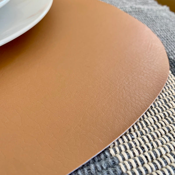 4pcs PVC Tan Leather Placemats Kitchen Placemat Dining Table Linen Washable Mats