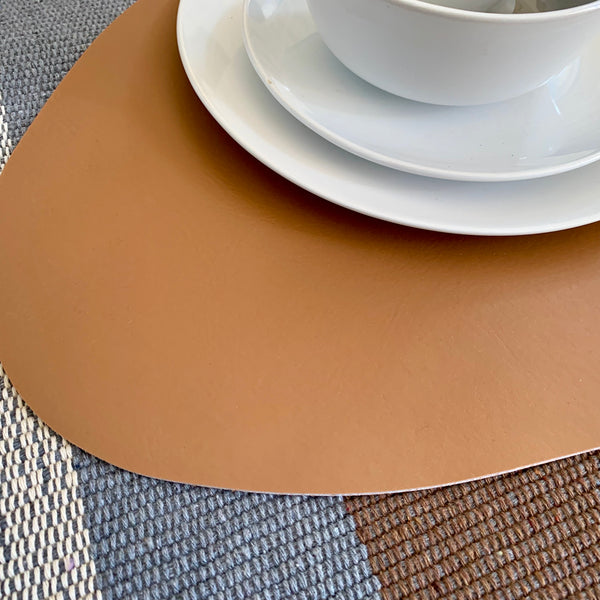 4pcs PVC Tan Leather Placemats Kitchen Placemat Dining Table Linen Washable Mats