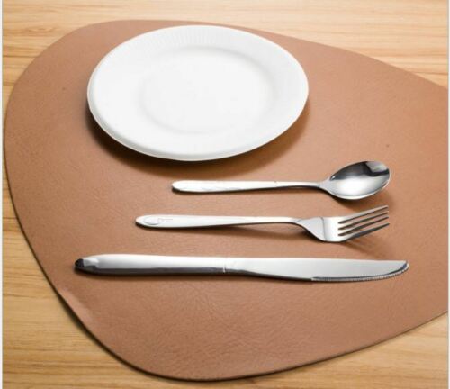 8pcs PVC Tan Leather Placemats Kitchen Placemat Dining Table Linen Washable Mats