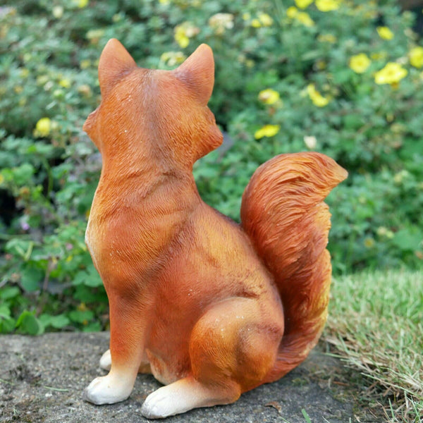 Red Fox with Cub Vixen Animal Garden Ornament Lawn Patio Sculpture Home