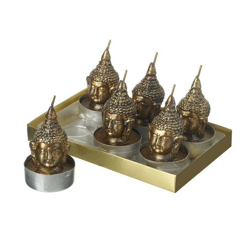 Set of 6 Buddha Tea Light Candles - 3 Hour Burn