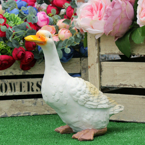 Upright White Duck Garden Sculpture