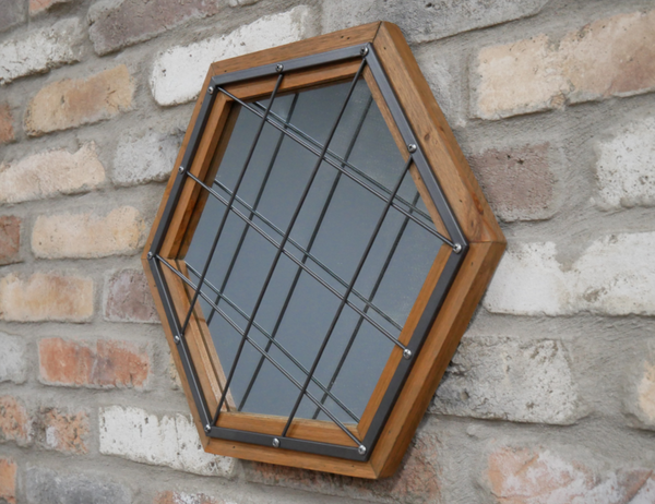 Hexagonal Shape Industrial Style Wall Mirror
