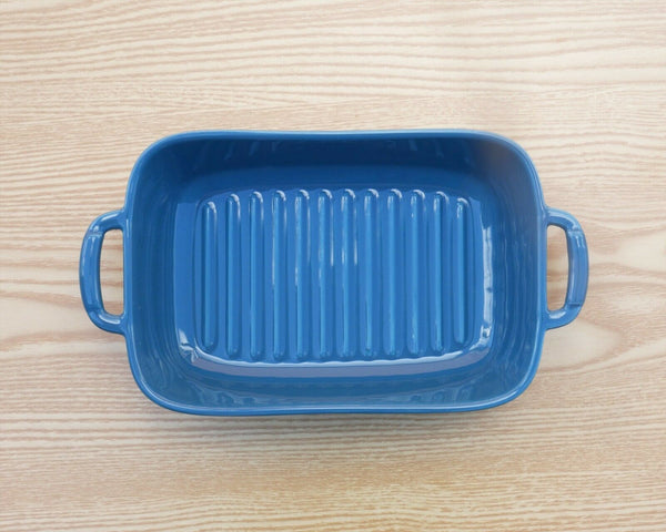 Ceramic Rectangle Oven Baking Tray - Large Blue