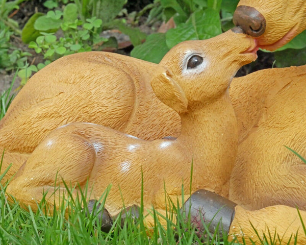 Lying Doe & Fawn Garden Sculpture