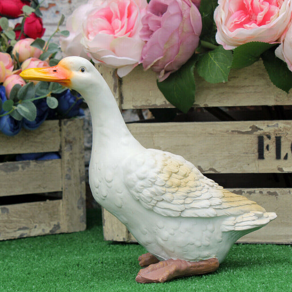 Upright White Duck Garden Sculpture