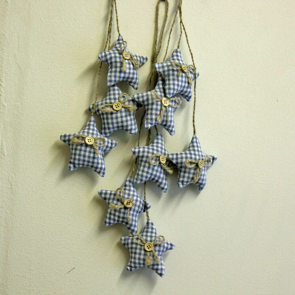 9pcs Fabric Hanging Ornament Door Wall Hanger Stars Nautical Home Decor Blue New