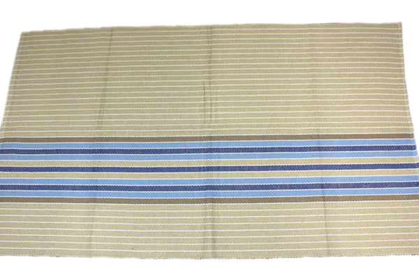 Handmade 100% Cotton Washable Rug - Blue Stripe
