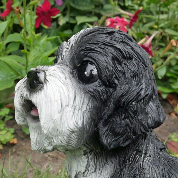 Shih Tzu Dog Sculpture Standing Animal Ornaments Black Resin Indoor Outdoor GIFT