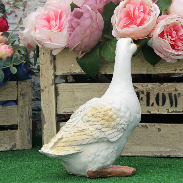 Upright White Duck Garden Sculpture