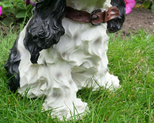 Sitting Cocker Spaniel Sculpture Dog Ornaments Black Resin Indoor Outdoor GIFT