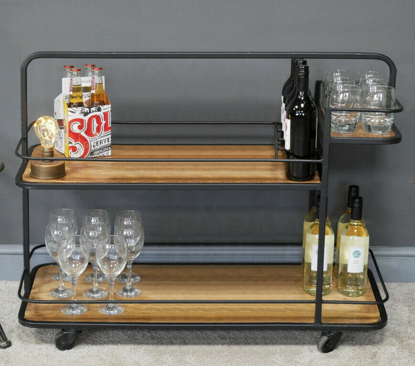 Industrial Style Portable Wine Trolley