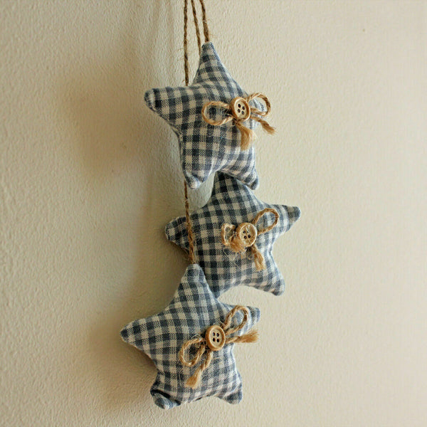 9pcs Fabric Hanging Ornament Door Wall Hanger Stars Nautical Home Decor Blue New