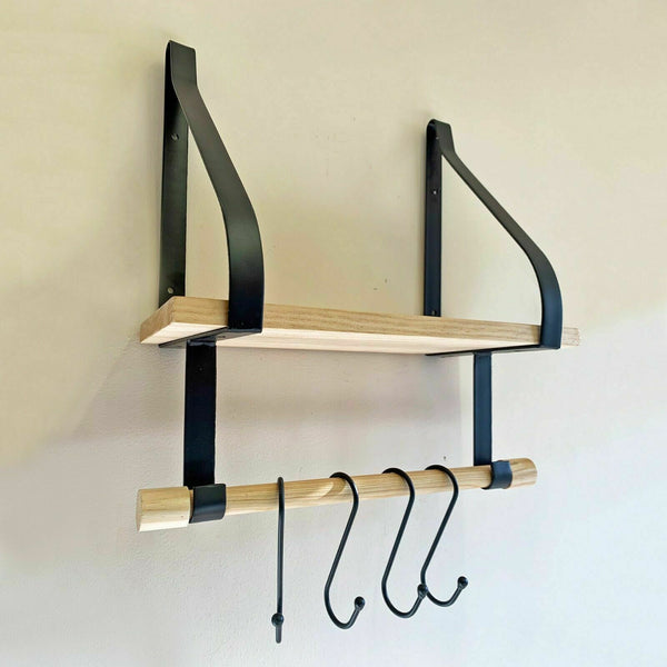 Wood Wall Shelf with Hanging Hook